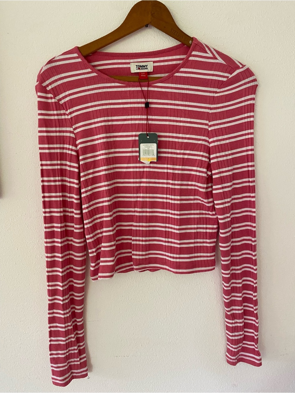 Tommy Hilfiger Raspberry Pink & White Striped Long-Sleeve Tee